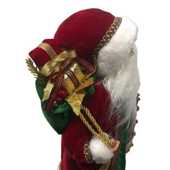 Santa Large Christmas Decoration Traditional w/ Gift Bag & Bells 18 Inches Tall - Picture 3 of 3